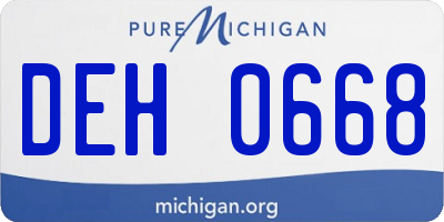 MI license plate DEH0668