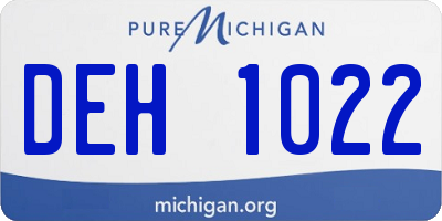 MI license plate DEH1022