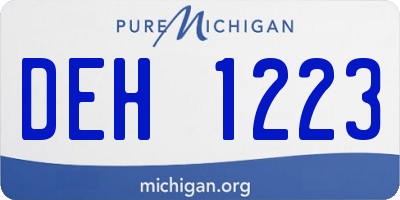 MI license plate DEH1223