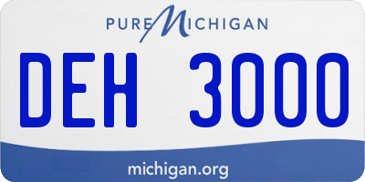 MI license plate DEH3000