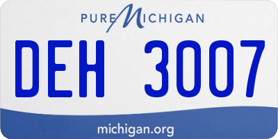 MI license plate DEH3007