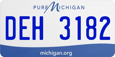 MI license plate DEH3182