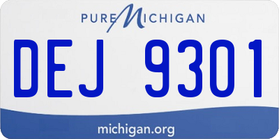 MI license plate DEJ9301