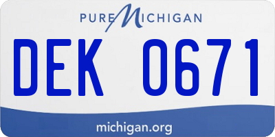 MI license plate DEK0671