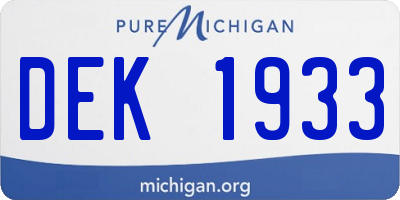 MI license plate DEK1933