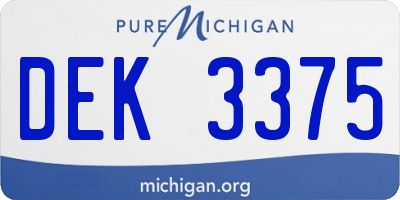 MI license plate DEK3375