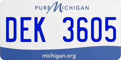 MI license plate DEK3605