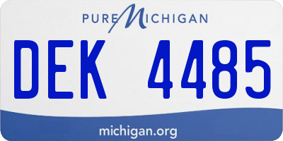 MI license plate DEK4485