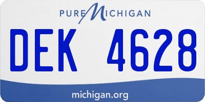 MI license plate DEK4628
