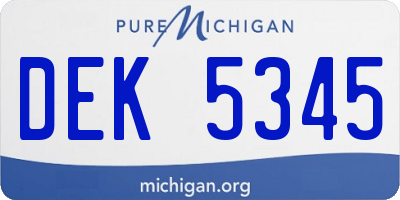 MI license plate DEK5345