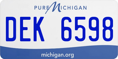 MI license plate DEK6598