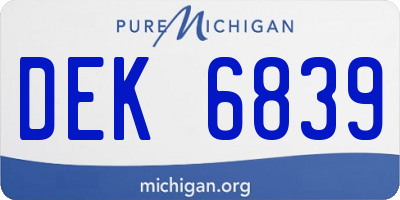 MI license plate DEK6839