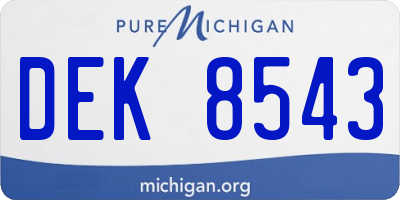 MI license plate DEK8543