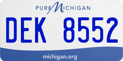 MI license plate DEK8552