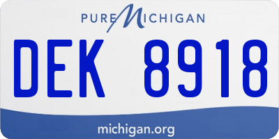MI license plate DEK8918