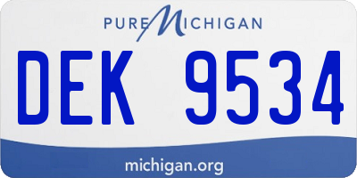 MI license plate DEK9534