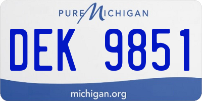 MI license plate DEK9851