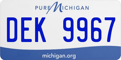 MI license plate DEK9967