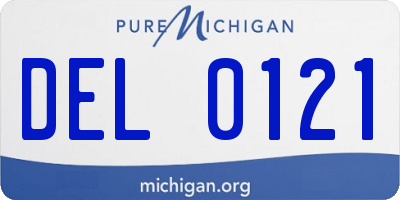 MI license plate DEL0121