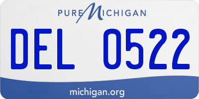 MI license plate DEL0522