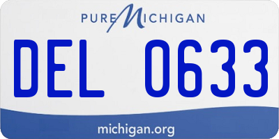 MI license plate DEL0633