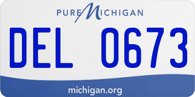 MI license plate DEL0673