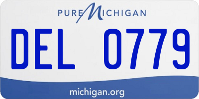 MI license plate DEL0779