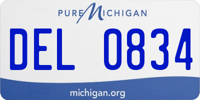 MI license plate DEL0834