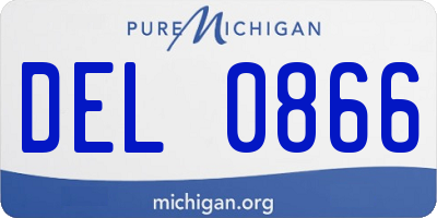 MI license plate DEL0866