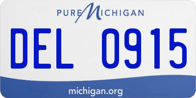 MI license plate DEL0915