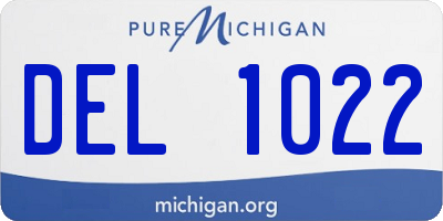 MI license plate DEL1022