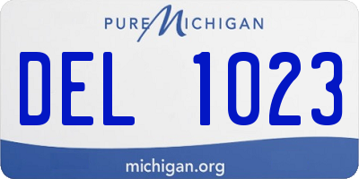 MI license plate DEL1023