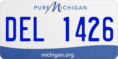 MI license plate DEL1426
