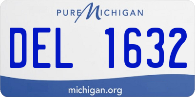 MI license plate DEL1632