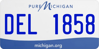 MI license plate DEL1858