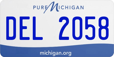 MI license plate DEL2058
