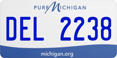 MI license plate DEL2238