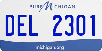 MI license plate DEL2301