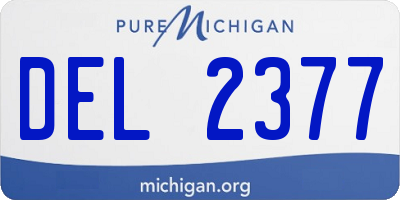 MI license plate DEL2377