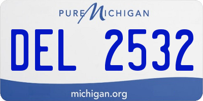 MI license plate DEL2532