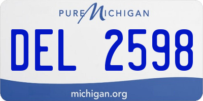 MI license plate DEL2598