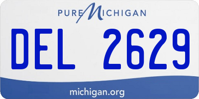 MI license plate DEL2629