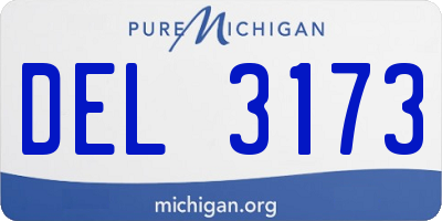 MI license plate DEL3173