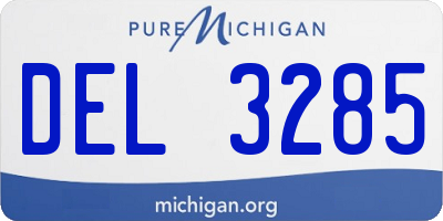 MI license plate DEL3285