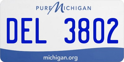 MI license plate DEL3802