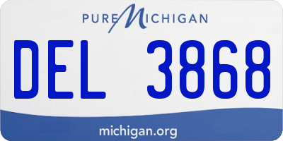 MI license plate DEL3868