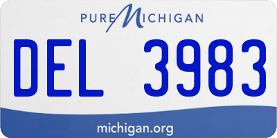 MI license plate DEL3983