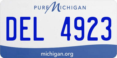 MI license plate DEL4923