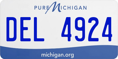 MI license plate DEL4924
