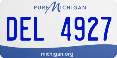 MI license plate DEL4927